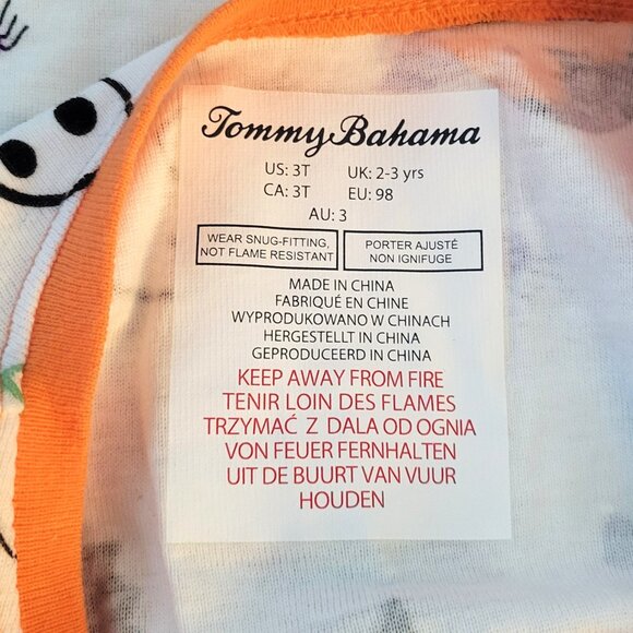 Tommy Bahama 2 Piece Pajama Set White with Halloween Pattern Kids Size 3T - Picture 6 of 7